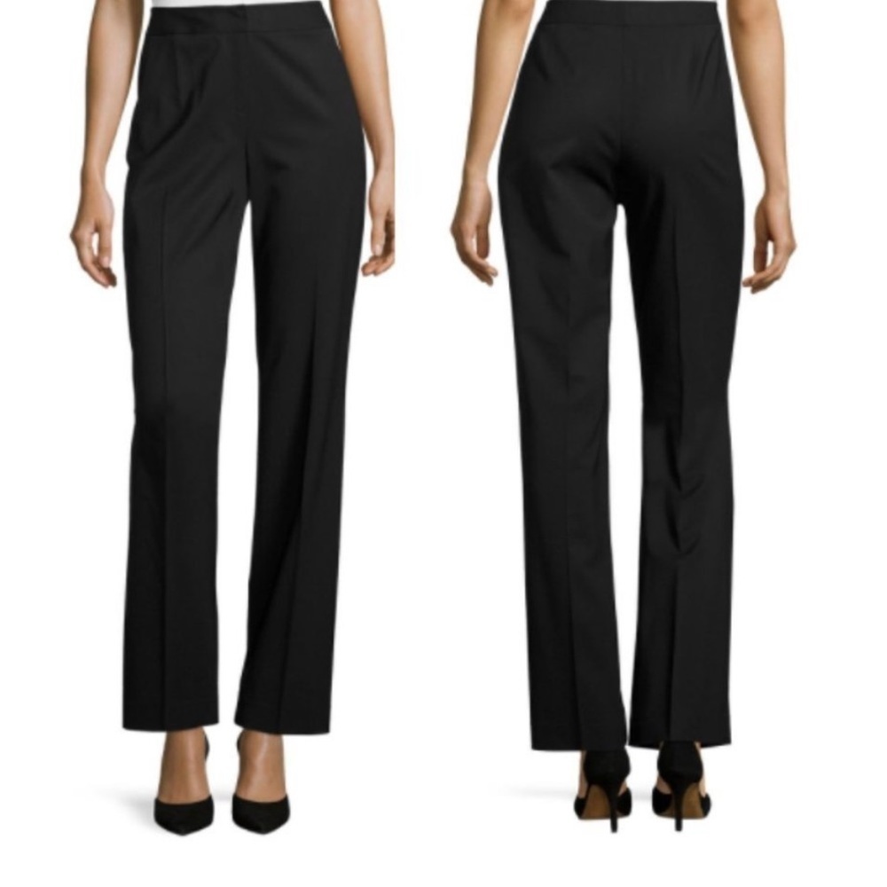 High Rise Flat Front Classic Black 26” inseam Cotton Bi Flex Lafayette 148 NY